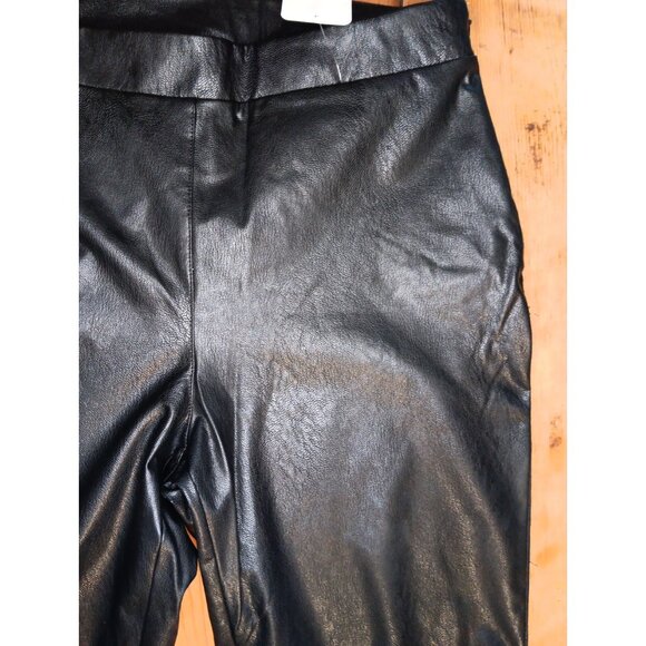 IMAN Global Chic Womens M Textured Faux Leather Bootcut Pant Black Zip NWOT - Picture 2 of 10